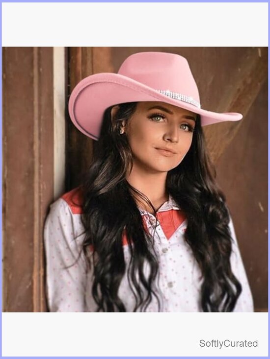 Classic Western Rhinestone Cowboy Hat Wide Brim Felt Fedora Unisex main image 7